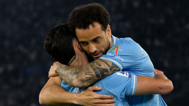 ROME, ITALY - APRIL 12: Felipe Anderson of SS Lazio celebrates after scoring goal 1-0 during the Serie A TIM match between SS Lazio and US Salernitana at Stadio Olimpico on April 12, 2024 in Rome, Italy.