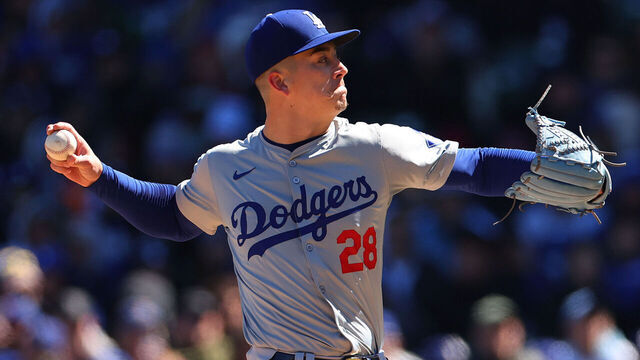 CHICAGO, ILLINOIS - APRIL 05: Bobby Miller #28 of the Los Angeles Dodgers delivers a pitch during the first inning against the Chicago Cubs at Wrigley Field on April 05, 2024 in Chicago, Illinois.
