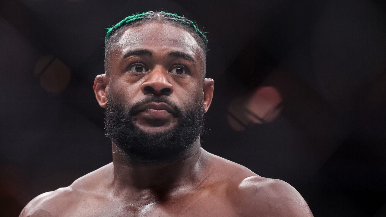 LAS VEGAS, NEVADA - APRIL 13: Aljamain Sterling looks on during his featherweight fight at T-Mobile Arena on April 13, 2024 in Las Vegas, Nevada.