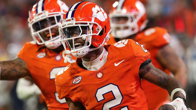 CLEMSON, SC - NOVEMBER 18: Clemson Tigers corner back Nate Wiggins (2) during a college football game between the North Carolina Tar Heels and the Clemson Tigers on November 18, 2023 at Clemson Memorial Stadium in Clemson, S.C.