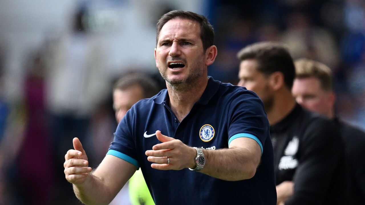 LONDON, ENGLAND - MAY 28: Frank Lampard, Caretaker Manager of Chelsea, reacts during the Premier League match between Chelsea FC and Newcastle United at Stamford Bridge on May 28, 2023 in London, England.