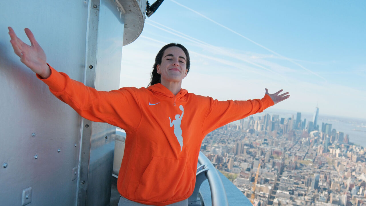 NEW YORK - APRIL 15: Draftee Caitlin Clark poses for a photo at the Empire State Building in celebration of the 2024 WNBA Draft at The Empire State Building on April 15th 2024 at the Empire State Building in New York City, New York. NOTE TO USER: User expressly acknowledges and agrees that, by downloading and/or using this photograph, user is consenting to the terms and conditions of the Getty Images License Agreement. Mandatory Copyright Notice: Copyright 2024 NBAE