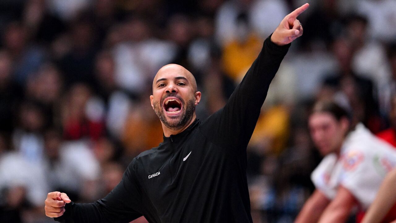 Canada's coach Jordi Fernandez Torres reacts during the FIBA Basketball World Cup match between Spain and Canada at Indonesia Arena in Jakarta on September 3, 2023.