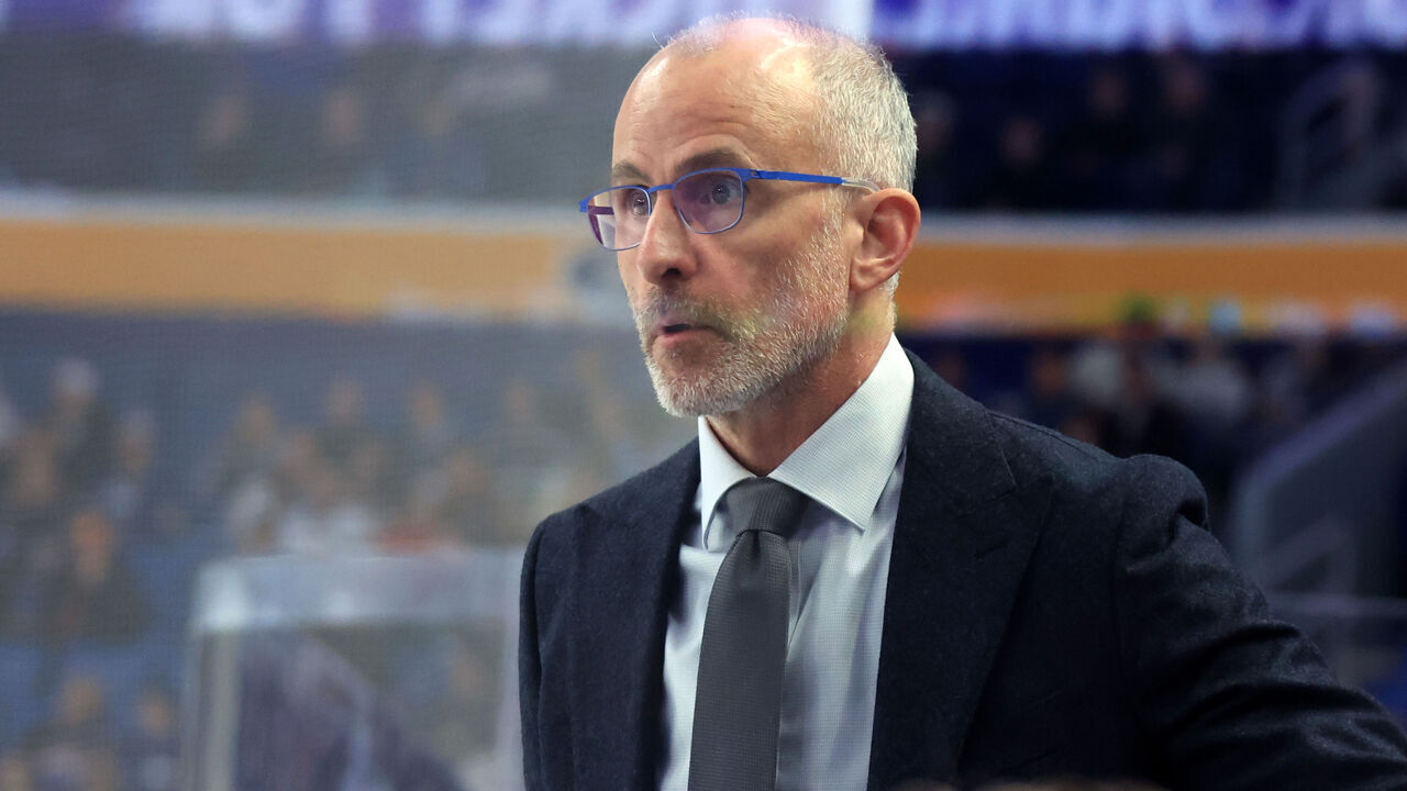 BUFFALO, NEW YORK - MARCH 3: Head coach Don Granato of the Buffalo Sabres watches the action against the Winnipeg Jets during an NHL game on March 3, 2024 at KeyBank Center in Buffalo, New York.