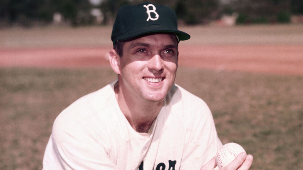 3/1957- Carl Erskine of Brooklyn Dodgers. UPI color photo.