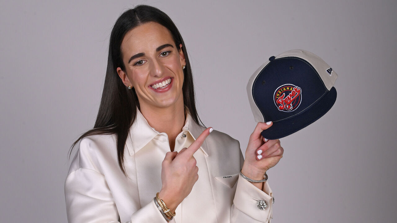 NEW YORK, NY - APRIL 15: Caitlin Clark poses for a portrait after being selected first overall by the Indiana Fever during the 2024 WNBA Draft on April 14, 2025 at the Brooklyn Academy of Music in Brooklyn, New York. Mandatory Copyright Notice: Copyright 2024 NBAE