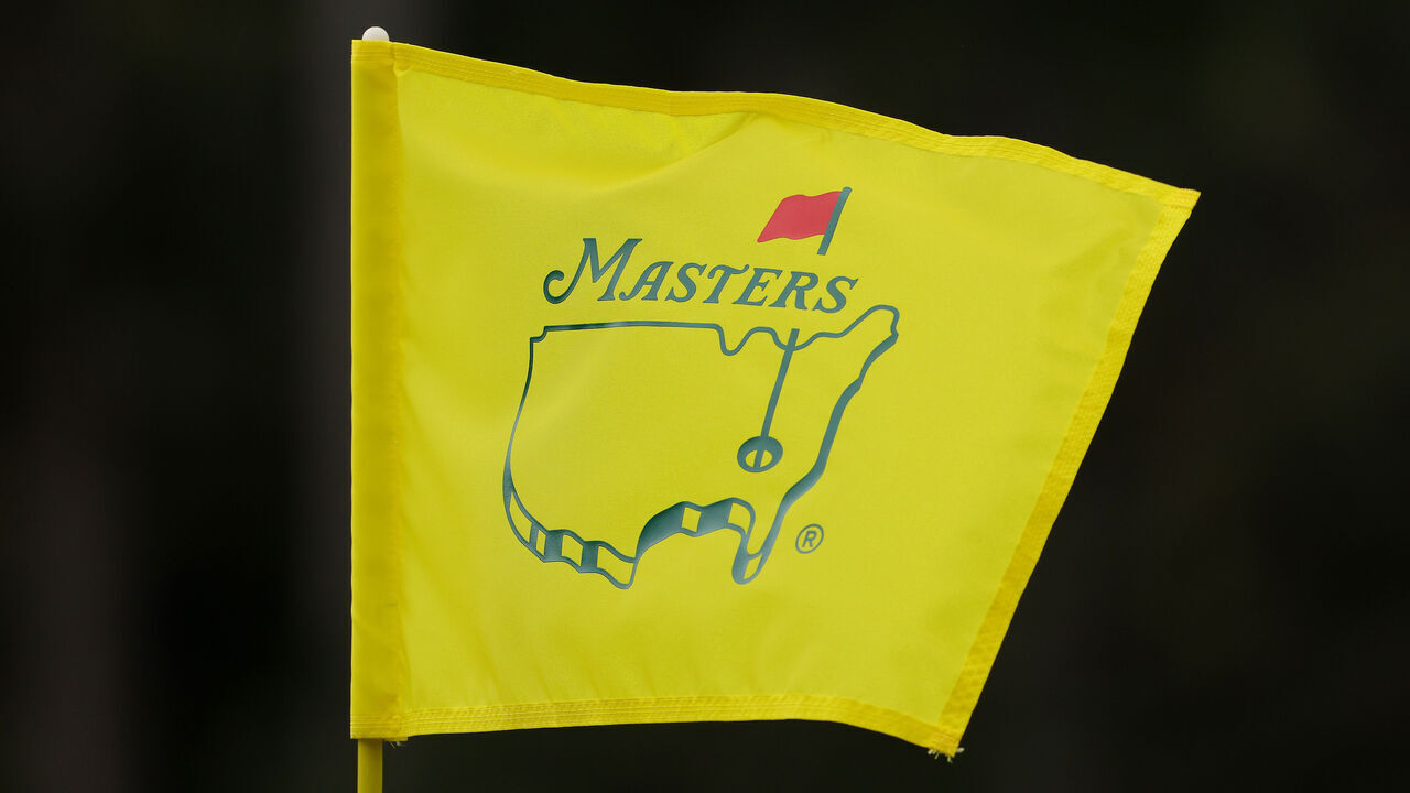 AUGUSTA, GEORGIA - APRIL 10: A general view of the Masters logo on a hole flag during a practice round prior to the 2024 Masters Tournament at Augusta National Golf Club on April 10, 2024 in Augusta, Georgia.