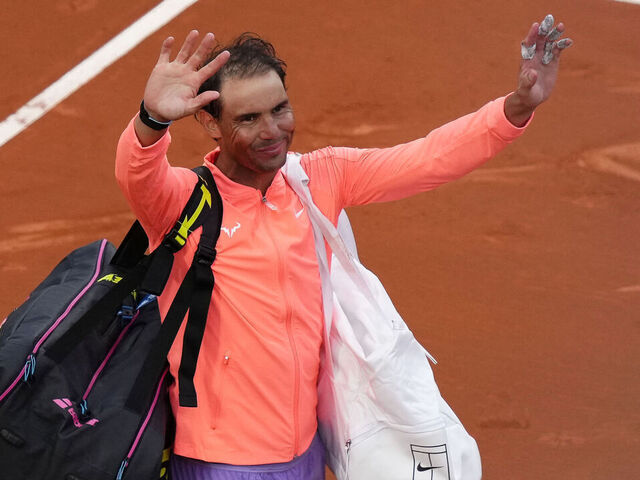 Spain's Rafael Nadal gestures as he leaves the court after losing against Australia's Alex De Minaur during the ATP Barcelona Open "Conde de Godo" tennis tournament singles match at the Real Club de Tenis in Barcelona, on April 17, 2024.