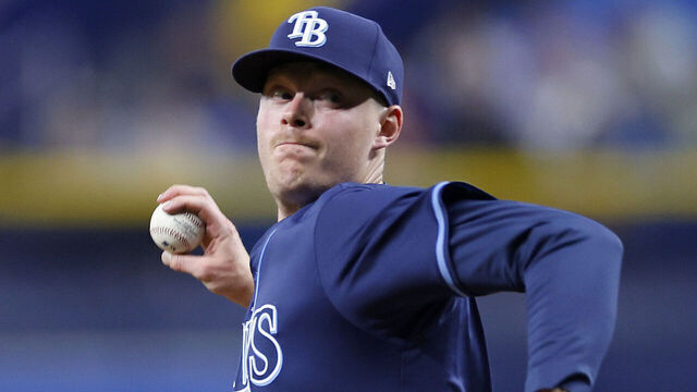 ST PETERSBURG, FLORIDA - APRIL 02: Pete Fairbanks #29 of the Tampa Bay Rays pitches in the ninth inning during a game against the Texas Rangers at Tropicana Field on April 02, 2024 in St Petersburg, Florida.