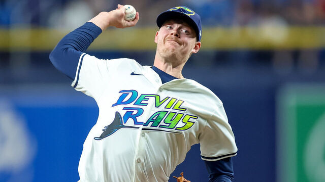 ST. PETERSBURG, FL - APRIL 12: Pete Fairbanks #29 of the Tampa Bay Rays throws against the San Francisco Giants during the ninth inning of a baseball game at Tropicana Field on April 12, 2024 in St. Petersburg, Florida.