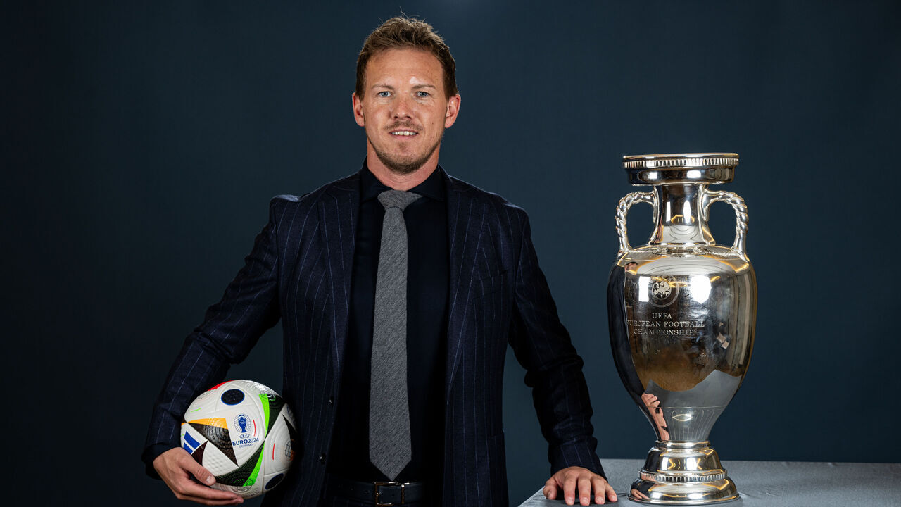 DUSSELDORF, GERMANY - APRIL 08: Julian Nagelsmann, head coach of Germany, poses for a picture⁄ at Hotel Kö59 on April 08, 2024 in Dusseldorf, Germany.
