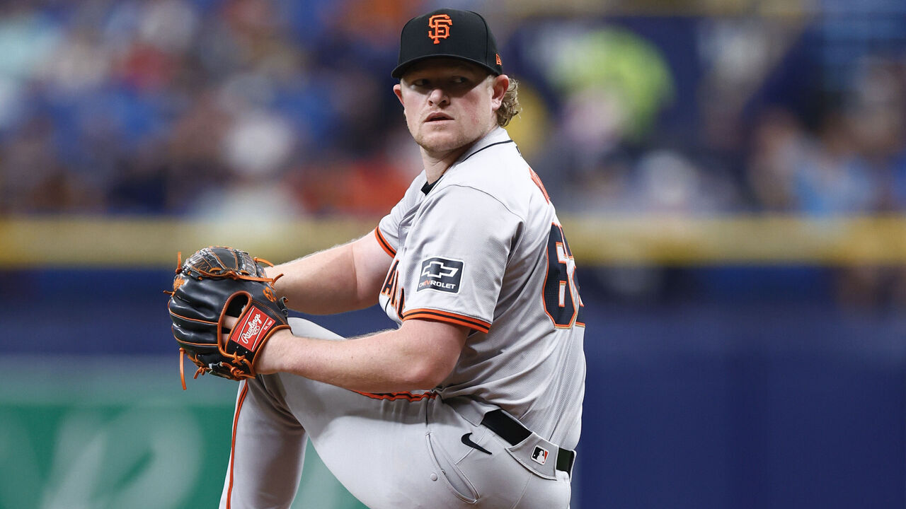 ST PETERSBURG, FLORIDA - APRIL 13: Logan Webb #62 of the San Francisco Giants throws a pitch during the first inning against the Tampa Bay Rays at Tropicana Field on April 13, 2024 in St Petersburg, Florida.