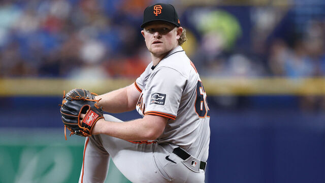 ST PETERSBURG, FLORIDA - APRIL 13: Logan Webb #62 of the San Francisco Giants throws a pitch during the first inning against the Tampa Bay Rays at Tropicana Field on April 13, 2024 in St Petersburg, Florida.