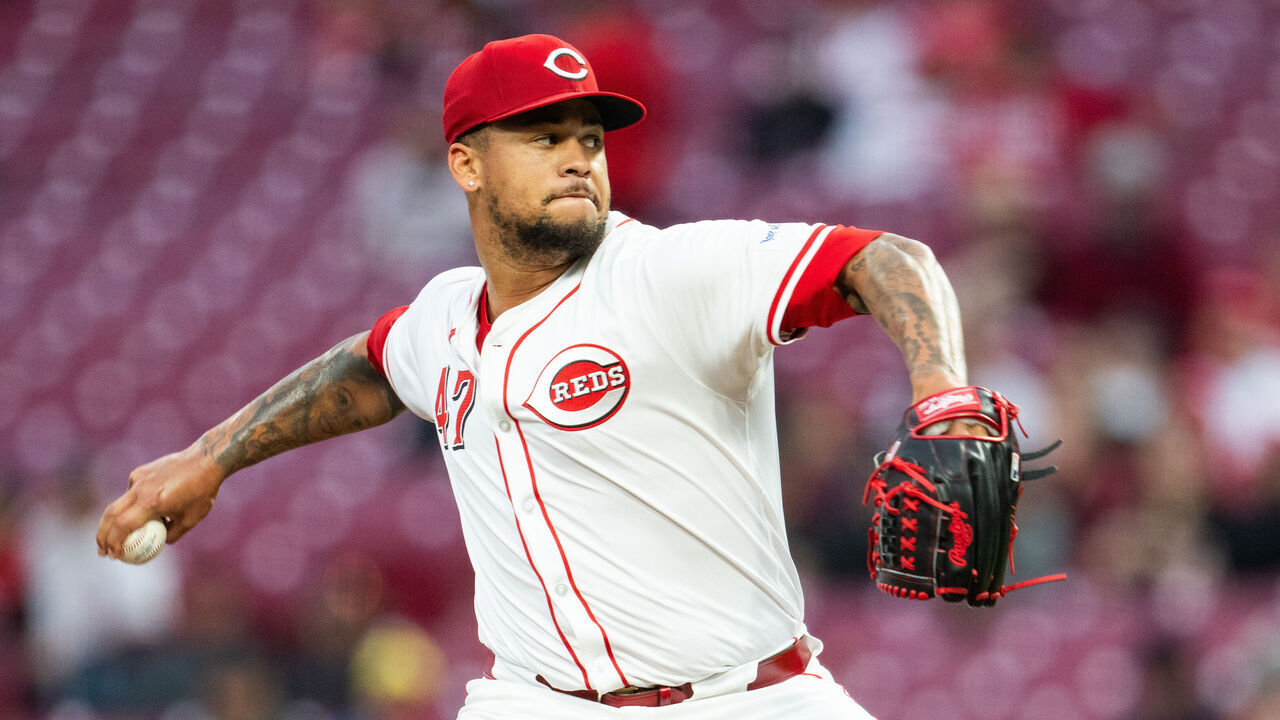 CINCINNATI, OHIO - APRIL 09: Frankie Montas #47 of the Cincinnati Reds pitches during a game against the Milwaukee Brewers at Great American Ball Park on April 09, 2024 in Cincinnati, Ohio.