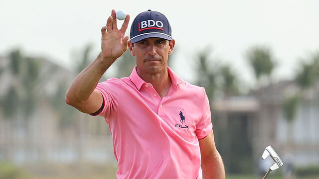 PUNTA CANA, DOMINICAN REPUBLIC - APRIL 21: Billy Horschel of the United States waves after putting on the 18th green during the final round of the Corales Puntacana Championship at Puntacana Resort & Club, Corales Golf Course on April 21, 2024 in Punta Cana, Dominican Republic.