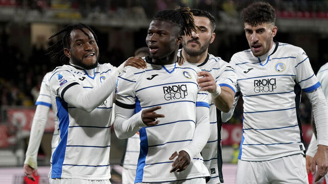 MONZA, ITALY - APRIL 21: El Bilala Toure of Atalanta BC celebrates his first goal during the Serie A TIM match between AC Monza and Atalanta BC at U-Power Stadium on April 21, 2024 in Monza, Italy.