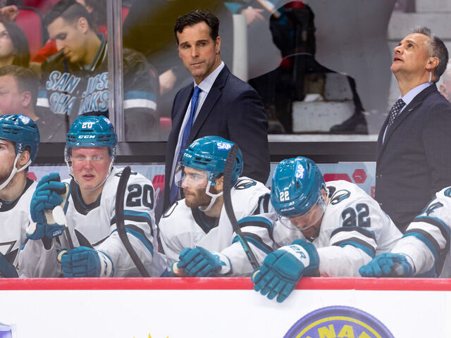 OTTAWA, ON - JANUARY 13: San Jose Sharks Head Coach David Quinn during second period National Hockey League action between the San Jose Sharks and Ottawa Senators on January 13, 2024, at Canadian Tire Centre in Ottawa, ON, Canada.