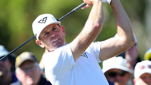 ADELAIDE, AUSTRALIA - APRIL 28: Brendan Steele of Hyflyers on the 7th tee during LIV Adelaide at The Grange Golf Club on April 28, 2024 in Adelaide, Australia.