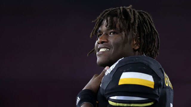 MOBILE, ALABAMA - DECEMBER 17: Frank Gore Jr. #3 of the Southern Miss Golden Eagles reacts during the LendingTree Bowl against the Rice Owls at Hancock Whitney Stadium on December 17, 2022 in Mobile, Alabama.