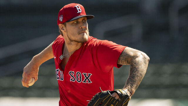 FT. MYERS, FLORIDA - FEBRUARY 21: Tanner Houck #89 of the Boston Red Sox pitches during live batting practice during a spring training team workout on February 21, 2024 at jetBlue Park at Fenway South in Fort Myers, Florida.