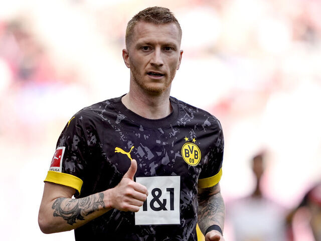 LEIPZIG, GERMANY - APRIL 27: Marco Reus of Borussia Dortmund reacts during the Bundesliga soccer match between RB Leipzig and Borussia Dortmund at Red Bull Arena on April 27, 2024 in Leipzig, Germany.