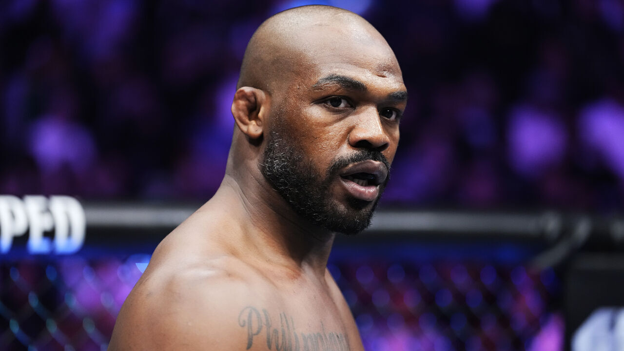 LAS VEGAS, NEVADA - MARCH 04: Jon Jones enters the Octagon in the UFC heavyweight championship fight during the UFC 285 event at T-Mobile Arena on March 04, 2023 in Las Vegas, Nevada.