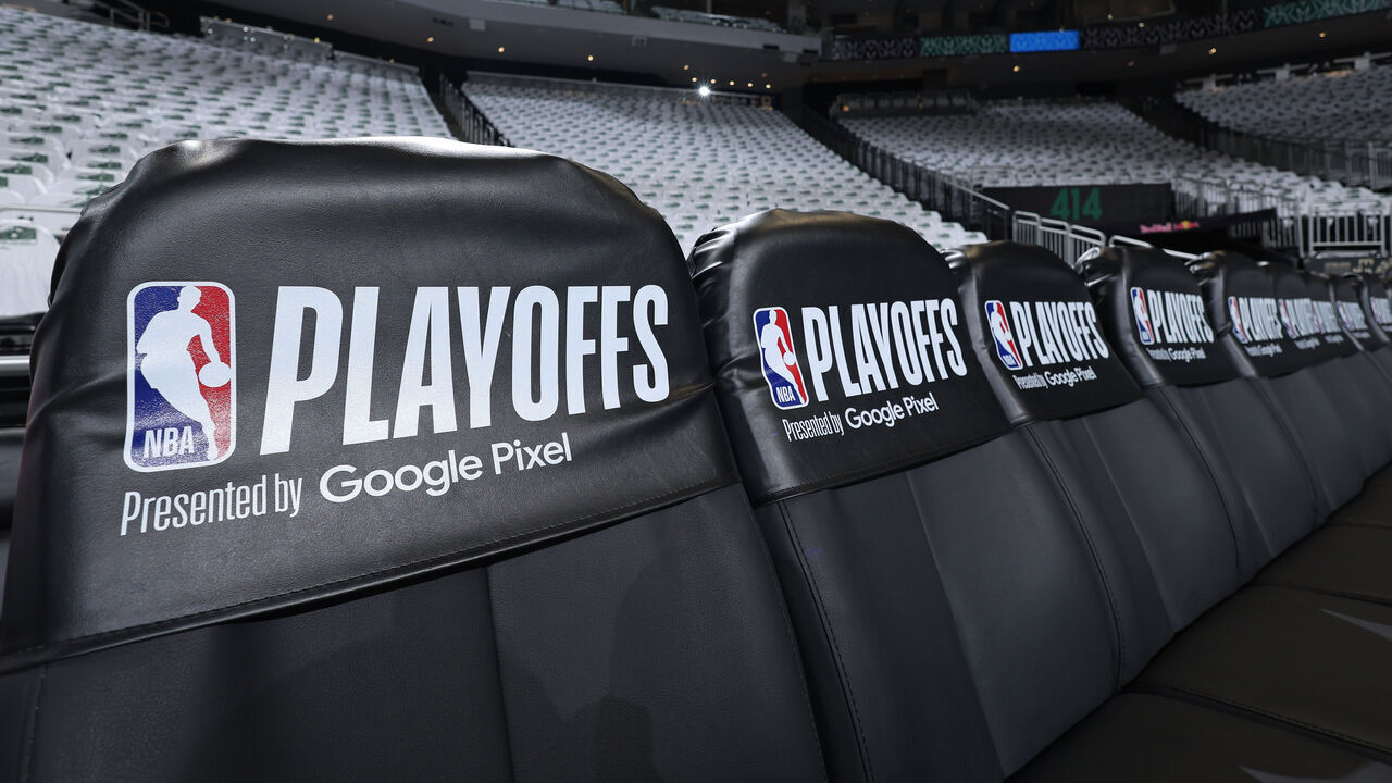 MILWAUKEE, WI - APRIL 23: A closeup shot of the signage before Round 1 Game 2 of the 2024 NBA Playoffs between the Indiana Pacers and the Milwaukee Bucks on April 23, 2024 at the Fiserv Forum Center in Milwaukee, Wisconsin. Mandatory Copyright Notice: Copyright 2024 NBAE .