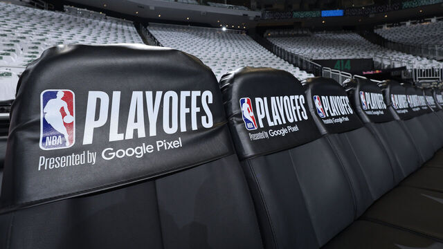 MILWAUKEE, WI - APRIL 23: A closeup shot of the signage before Round 1 Game 2 of the 2024 NBA Playoffs between the Indiana Pacers and the Milwaukee Bucks on April 23, 2024 at the Fiserv Forum Center in Milwaukee, Wisconsin. Mandatory Copyright Notice: Copyright 2024 NBAE .