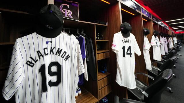 MEXICO CITY, MEXICO - APRIL 26: The jersey of Charlie Blackmon #19 of the Colorado Rockies hangs in the clubhouse during the 2024 Mexico City Series at Alfredo Harp Helú Stadium on Friday, April 26, 2024 in Mexico City, Mexico.