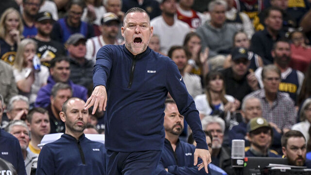 DENVER, CO - MAY 4: Denver Nuggets head coach Michael Malone shouts during the fourth quarter of the Minnesota Timberwolves' 106-99 win at Ball Arena in Denver on Saturday, May 4, 2024.