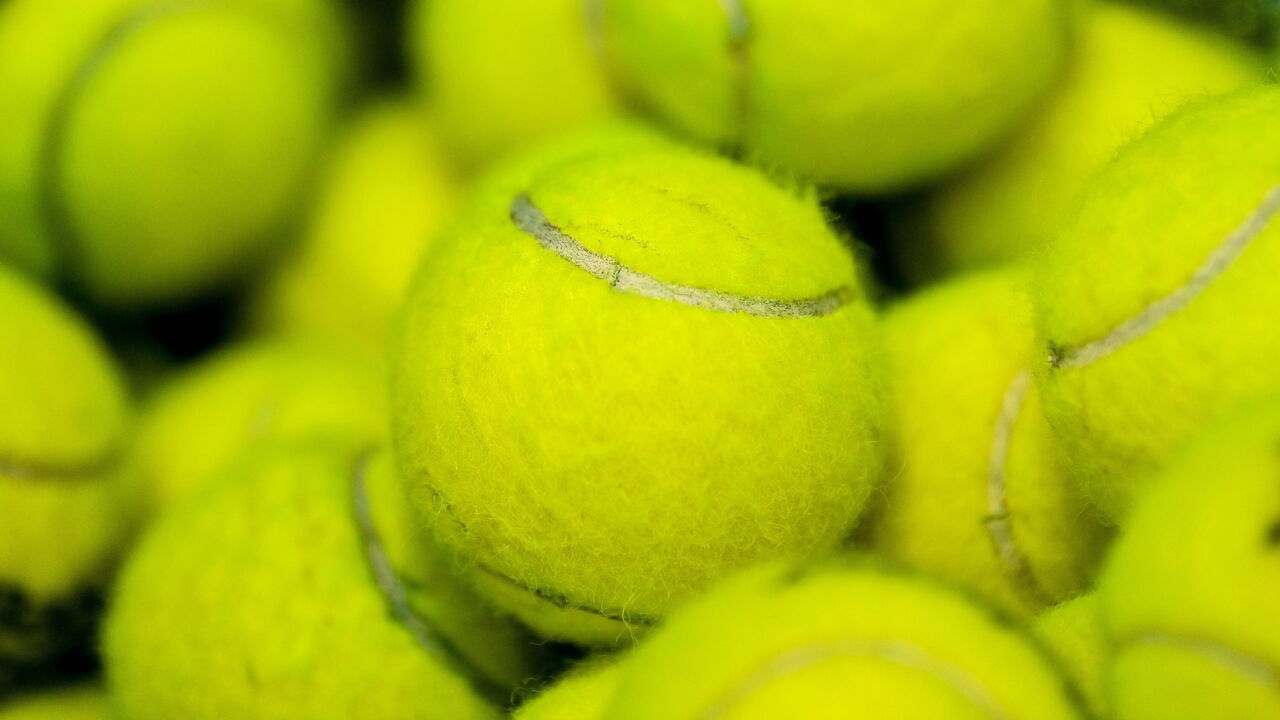 Limerick , Ireland - 4 February 2024; A general view of tennis balls during day two of the Davis Cup World Group I Play-off 1st Round match between Ireland and Austria at UL Sport Arena in Limerick.