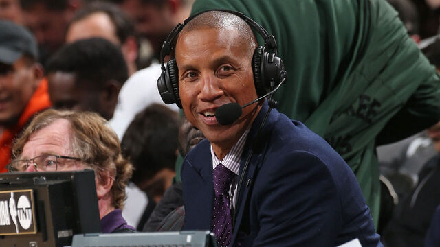 MILWAUKEE, WI - MARCH 26: Reggie Miller looks on during the game on March 26, 2024 at the Fiserv Forum Center in Milwaukee, Wisconsin. Mandatory Copyright Notice: Copyright 2024 NBAE .