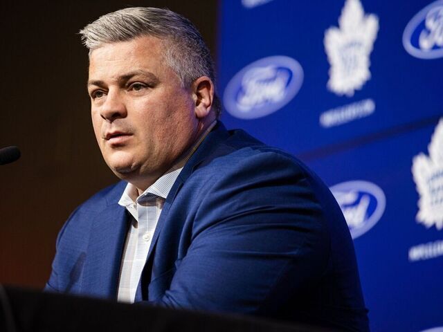 Toronto, ON - May 6: Head coach Sheldon Keefe takes responsibility for Leafs playoff performance. Toronto Maple Leafs players and coaches talk to the media for the last time this season. PD Nick Lachance/Toronto Star Nick Lachance/Toronto Star (Nick Lachance/Toronto Star via Getty Images)