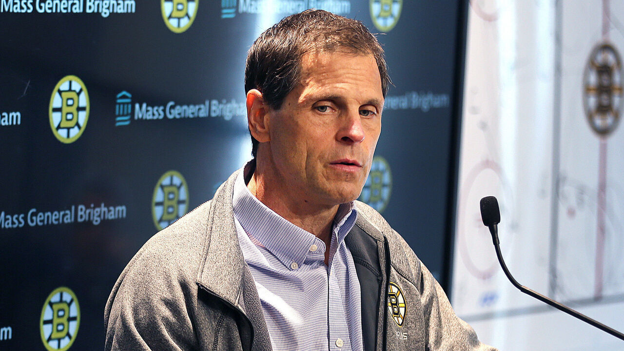 Boston, MA - September 20: Boston Bruins General Manager Don Sweeney speaks with the media.