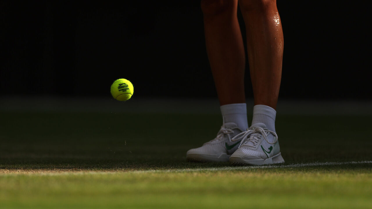 LONDON, ENGLAND - JULY 09: A general view of a Tennis ball during day seven of The Championships Wimbledon 2023 at All England Lawn Tennis and Croquet Club on July 09, 2023 in London, England.