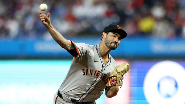 PHILADELPHIA, PENNSYLVANIA - MAY 04: Mitch White #54 of the San Francisco Giants pitches during the first inning during the first inning against the Philadelphia Phillies at Citizens Bank Park on May 04, 2024 in Philadelphia, Pennsylvania.