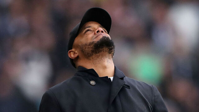 Burnley manager Vincent Kompany reacts on the touchline during the Premier League match at Turf Moor, Burnley. Picture date: Saturday May 4, 2024.