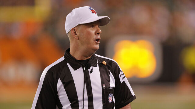 CINCINNATI, OH - AUGUST 30: NFL Referee John Parry during the NFL preseason game between the Indianapolis Colts and the Cincinnati Bengals on August 30, 2018, at Paul Brown Stadium in Cincinnati, OH.The Indianapolis Colts defeated the Cincinnati Bengals 27-26.