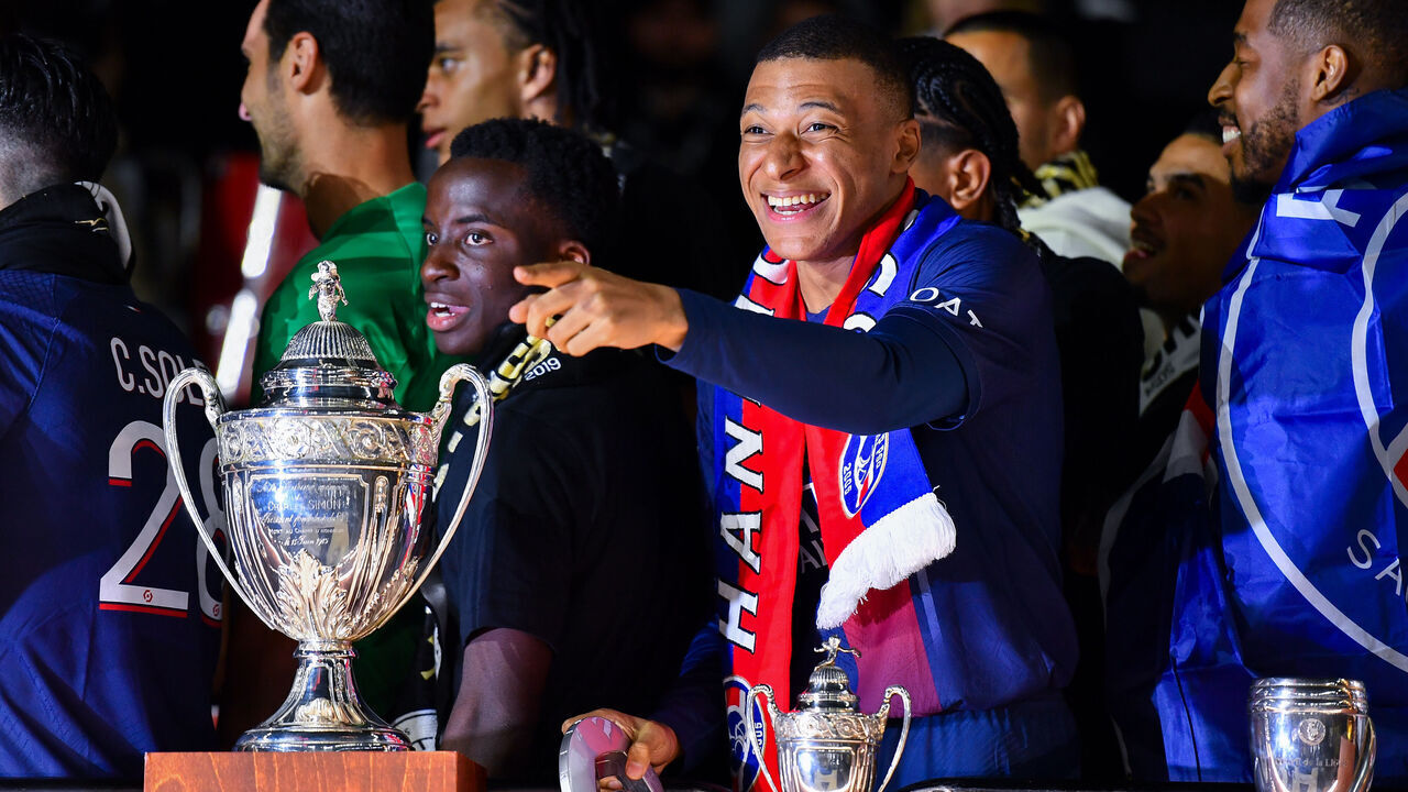 PARIS, FRANCE - MAY 12: Kylian Mbappe of PSG reacts following the Ligue 1 Uber Eats match between Paris Saint-Germain and Toulouse FC at Parc des Princes on May 12, 2024 in Paris, France.