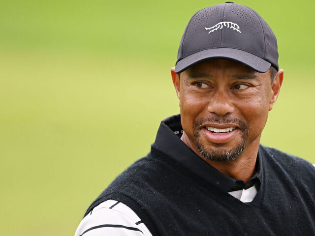 LOUISVILLE, KENTUCKY - MAY 14: Tiger Woods of the United States looks on during a practice round prior to the 2024 PGA Championship at Valhalla Golf Club on May 14, 2024 in Louisville, Kentucky.
