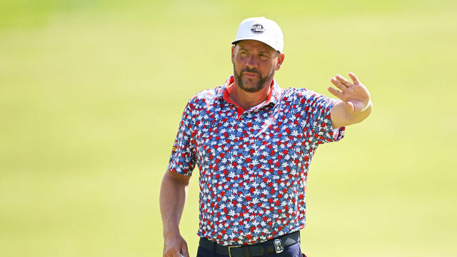 LOUISVILLE, KENTUCKY - MAY 13: Michael Block of the United States, PGA of America Club Professional, reacts on the 12th hole during a practice round prior to the 2024 PGA Championship at Valhalla Golf Club on May 13, 2024 in Louisville, Kentucky.