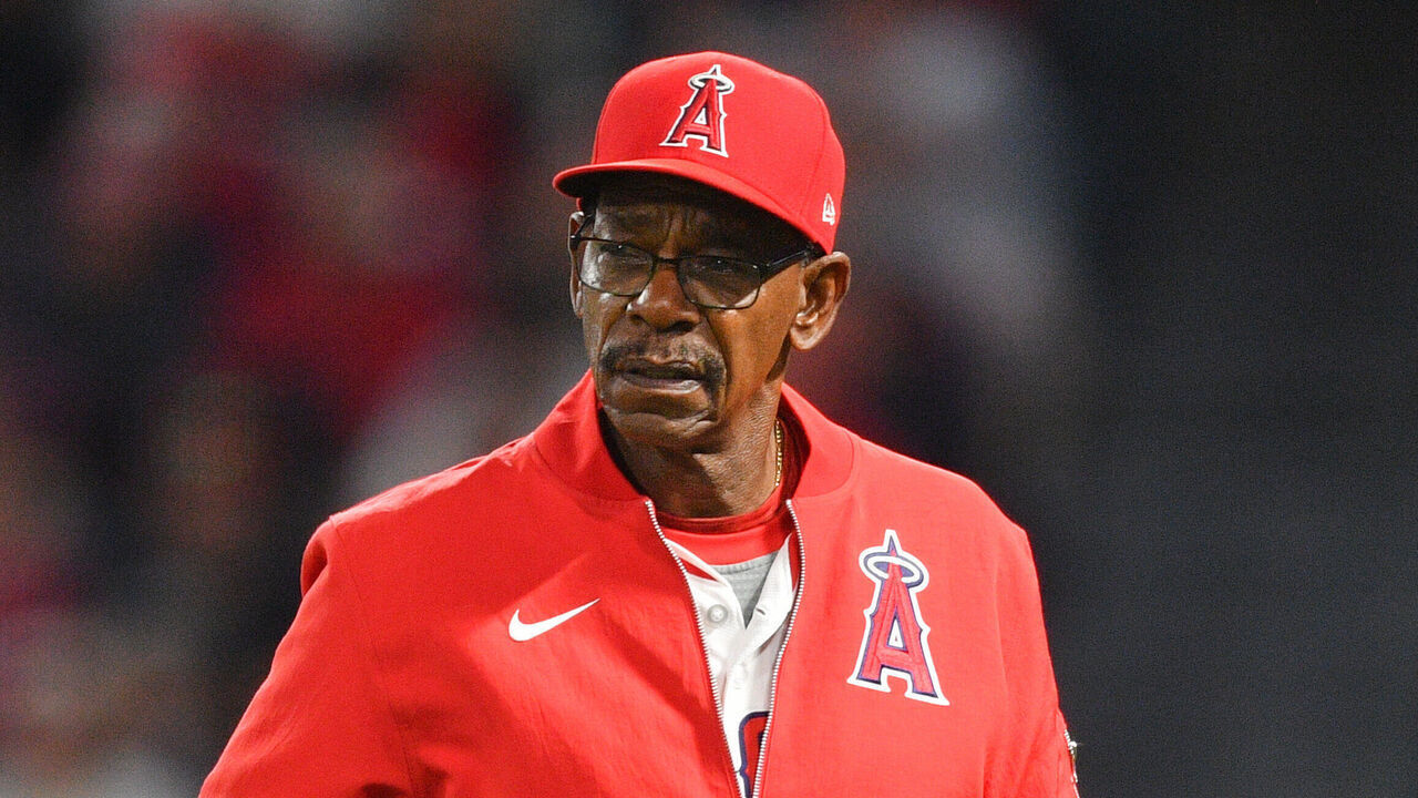 ANAHEIM, CA - MAY 13: Los Angeles Angels of Anaheim manager Ron Washington looks on during the MLB game between the St. Louis Cardinals and the Los Angeles Angels of Anaheim on May 13, 2024 at Angel Stadium of Anaheim in Anaheim, CA.