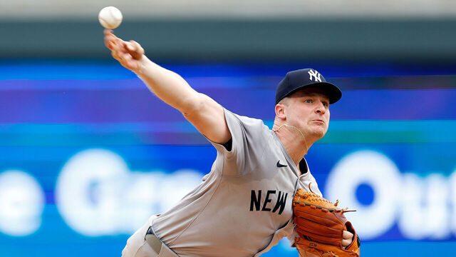 MINNEAPOLIS, MINNESOTA - MAY 16: Clarke Schmidt #36 of the New York Yankees delivers a pitch against the Minnesota Twins in the eighth inning at Target Field on May 16, 2024 in Minneapolis, Minnesota. The Yankees defeated the Twins 5-0.