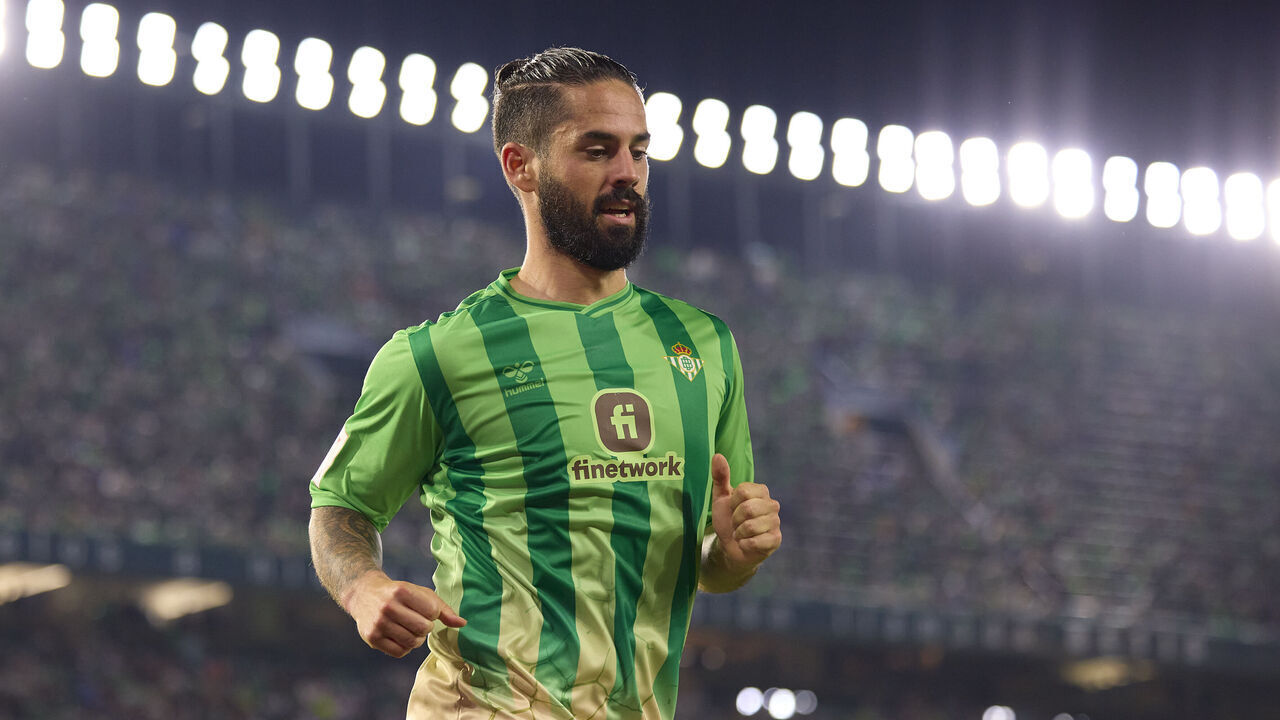 SEVILLE, SPAIN - MAY 12: Isco of Real Betis looks on during the LaLiga EA Sports match between Real Betis and UD Almeria at Estadio Benito Villamarin on May 12, 2024 in Seville, Spain.