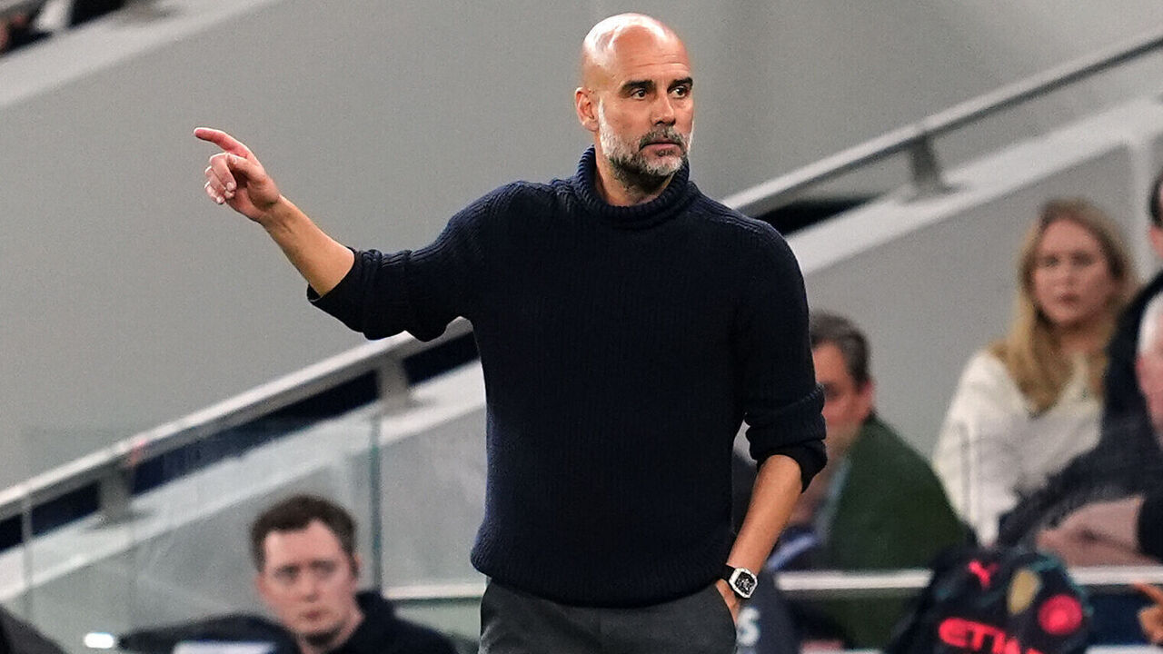 Manchester City manager Pep Guardiola during the Premier League match at the Tottenham Hotspur Stadium, London. Picture date: Tuesday May 14, 2024.