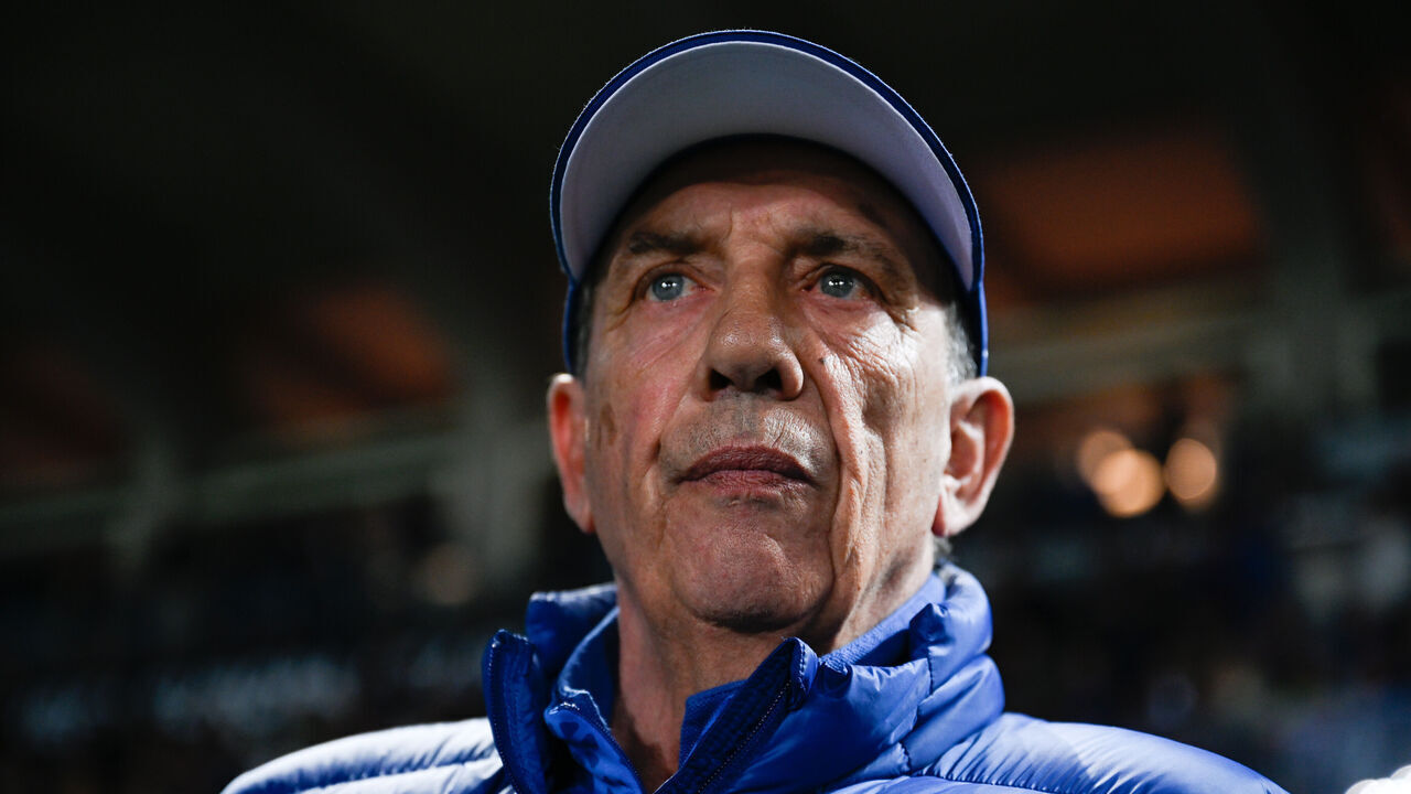 Jean-Louis Gasset, Head Coach of Olympique Marseille, is watching the UEFA Europa League Semi-finals second leg match between Atalanta BC and Olympique Marseille at Gewiss Stadium in Bergamo, Italy, on May 9, 2024.