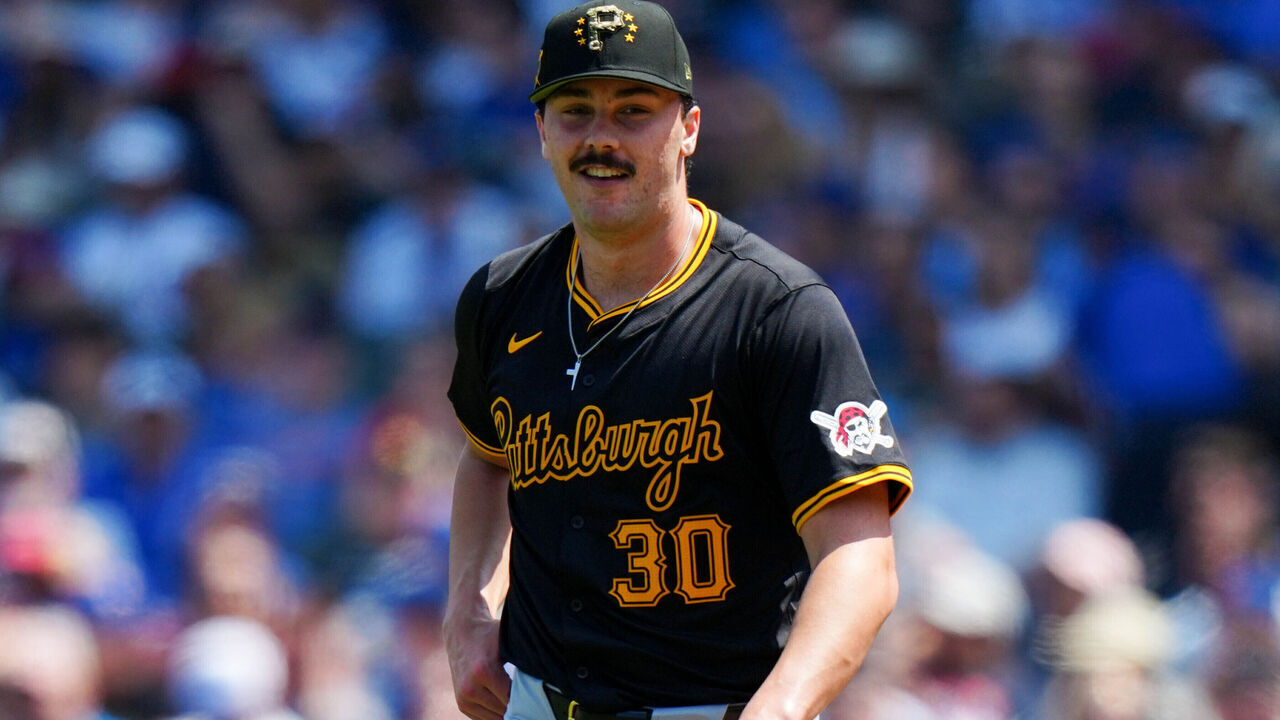 CHICAGO, IL - MAY 17: Paul Skenes #30 of the Pittsburgh Pirates looks on while pitching during the game between the Pittsburgh Pirates and the Chicago Cubs at Wrigley Field on Friday, May 17, 2024 in Chicago, Illinois.