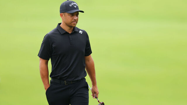 LOUISVILLE, KENTUCKY - MAY 17: Xander Schauffele of the United States looks on from the fourth green during the second round of the 2024 PGA Championship at Valhalla Golf Club on May 17, 2024 in Louisville, Kentucky.