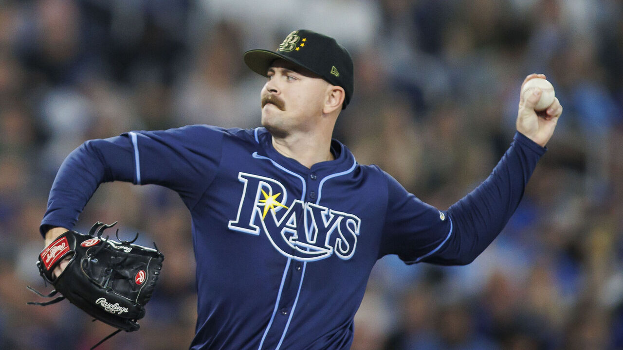 TORONTO, CANADA - MAY 17: Tyler Alexander #14 of the Tampa Bay Rays pitches in the fifth inning of their MLB game against the Toronto Blue Jays at Rogers Centre on May 17, 2024 in Toronto, Ontario, Canada.