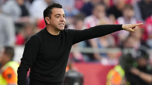 Xavi Hernandez head coach of Barcelona during the LaLiga EA Sports match between Girona FC and FC Barcelona at Montilivi Stadium on May 4, 2024 in Girona, Spain.